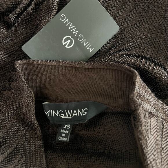 NEW Ming Wang | Brown Tan Knit Long Sleeve Lightweight Work Sweater Jacket XS - Picture 10 of 11